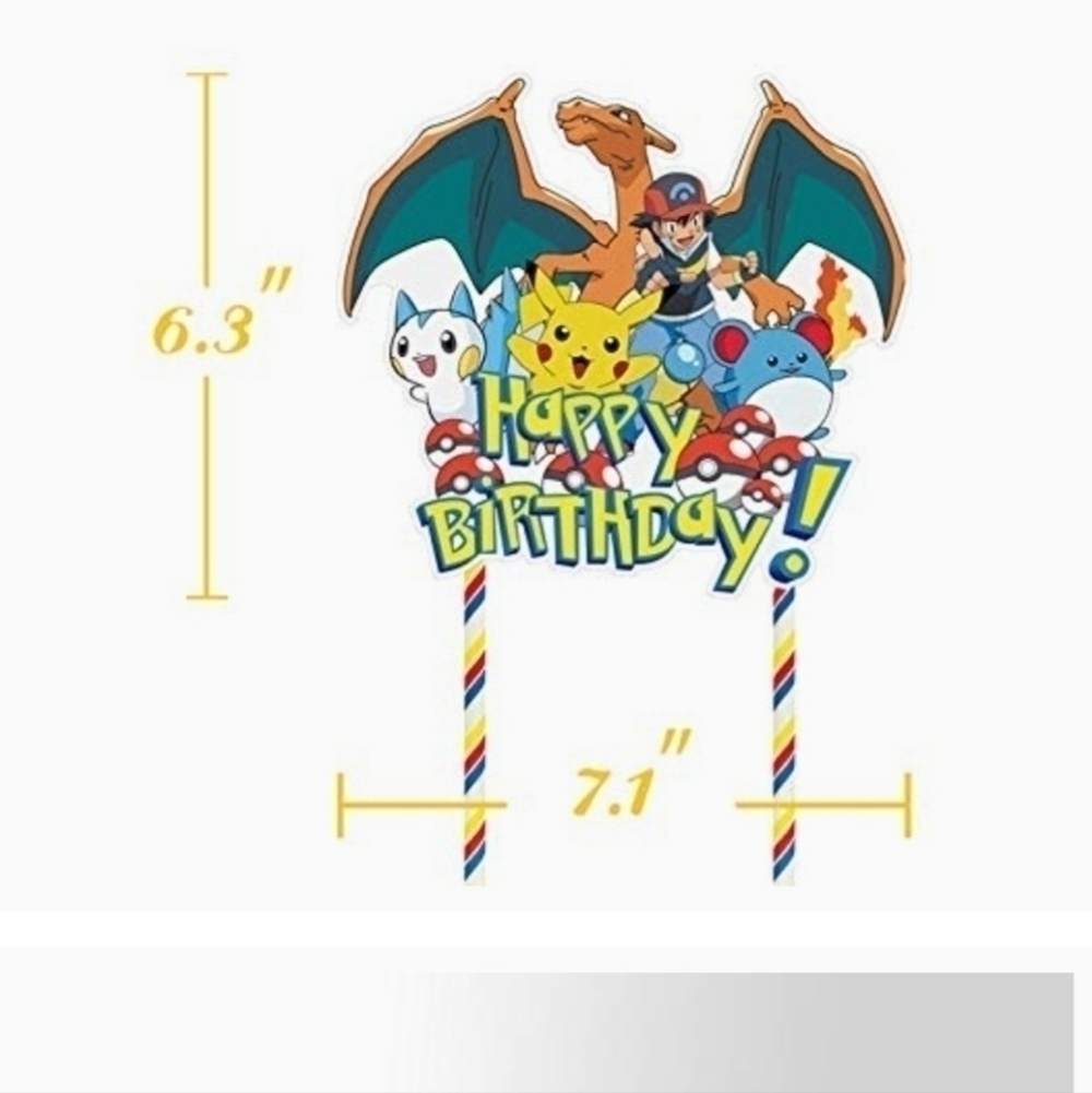 1 Pika Cake Topper for Children Birthday Party Cake Decorations Pokemon - Picture 2 of 3